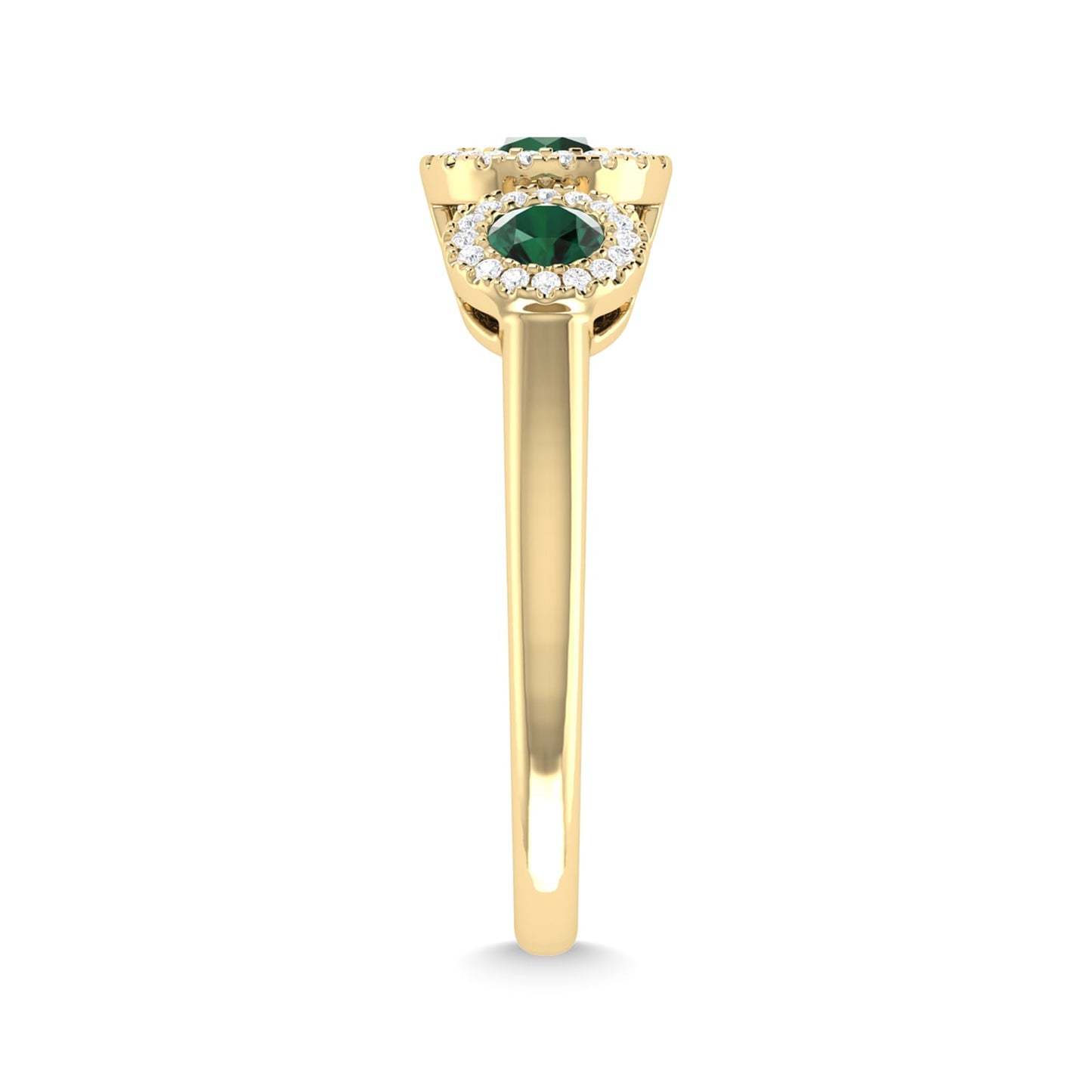 14K Yellow Gold Emerald and Diamond 5/8 Ct.Tw. Fashion Ring