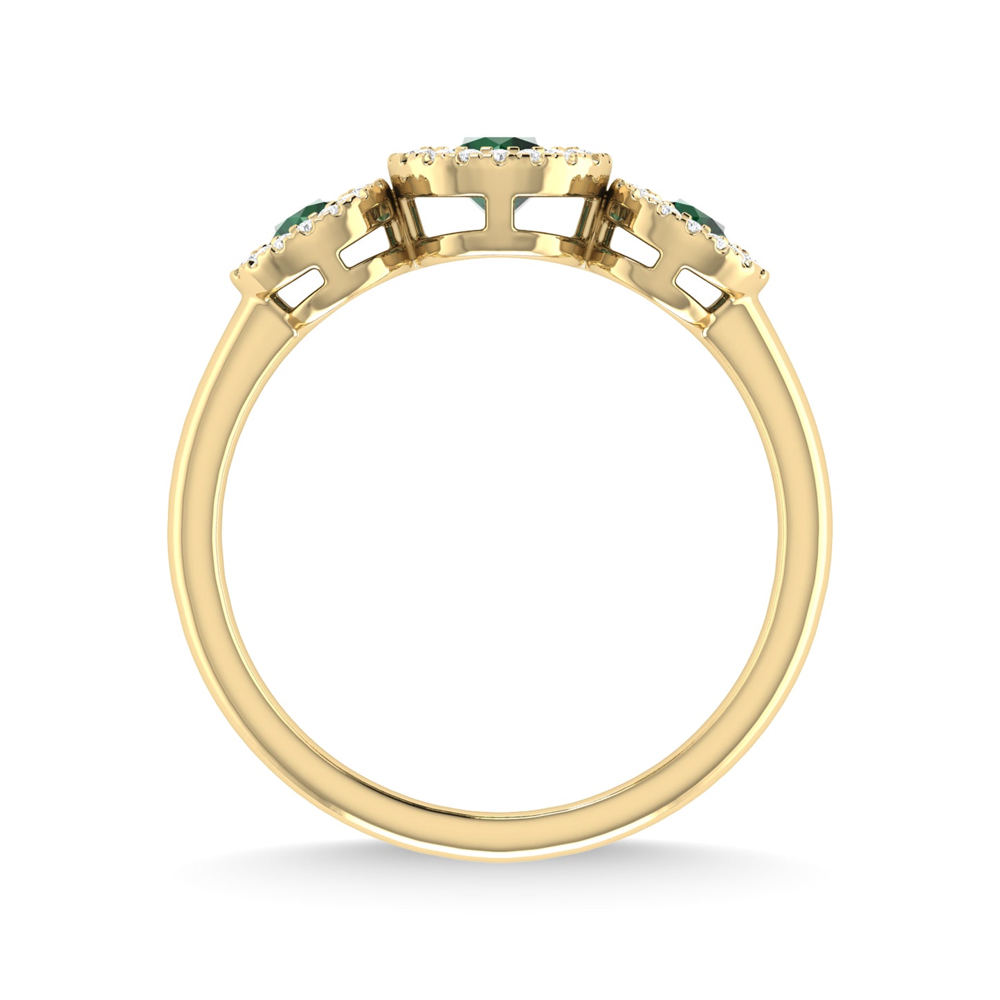 14K Yellow Gold Emerald and Diamond 5/8 Ct.Tw. Fashion Ring