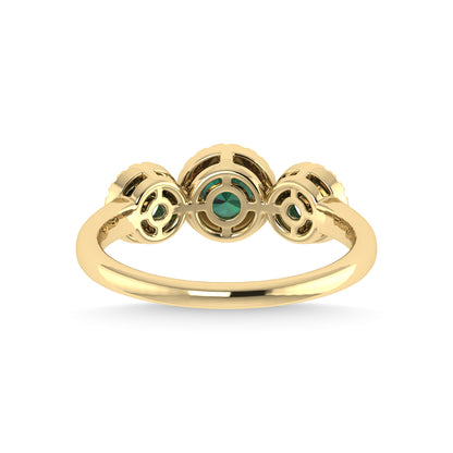 14K Yellow Gold Emerald and Diamond 5/8 Ct.Tw. Fashion Ring