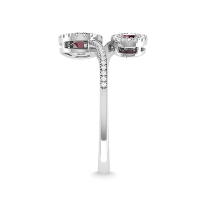 14K White Gold Ruby and Diamond 5/8 Ct.Tw. Fashion Ring