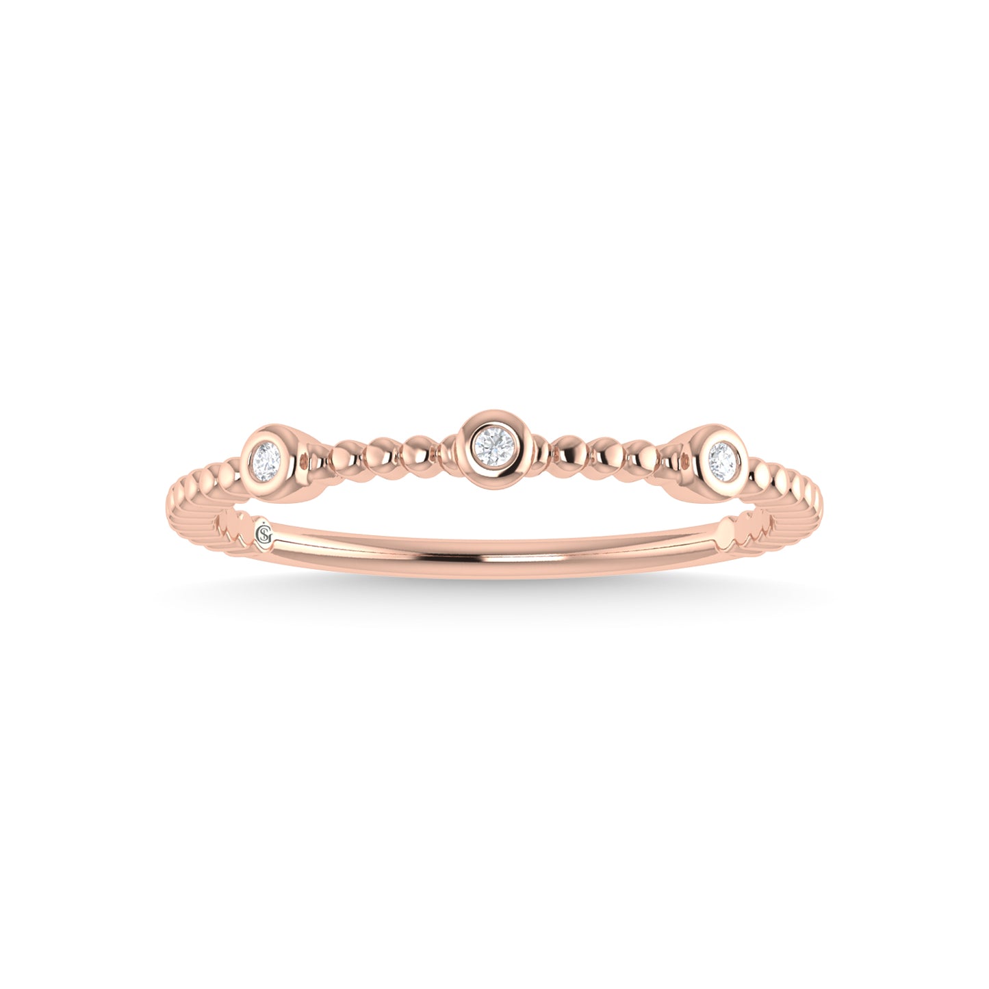 14K Rose Gold Diamond 1/20 Ct.Tw. Stackable Band