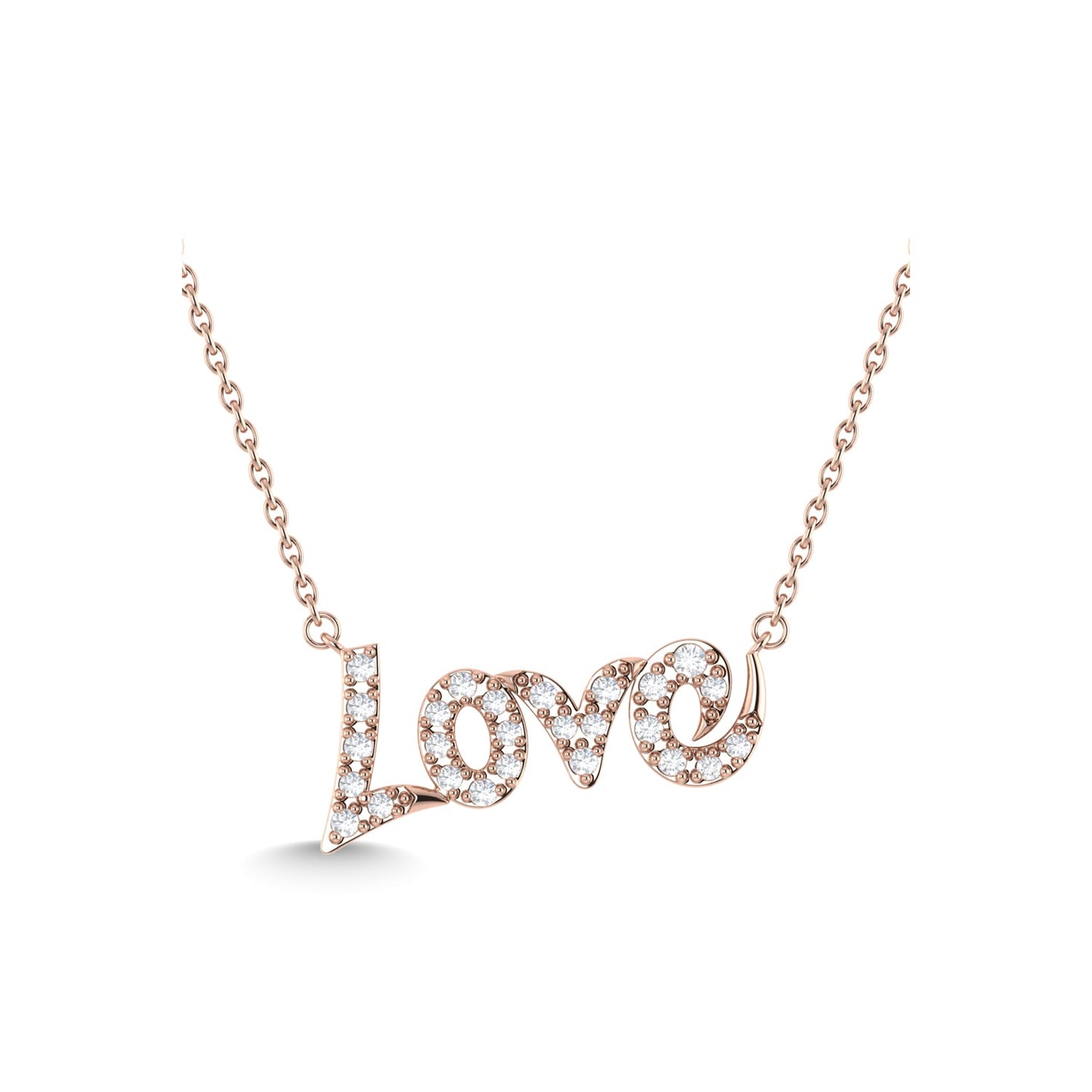 14K Rose Gold Diamond 1/10 Ct.Tw. LOVE Fashion Necklace"