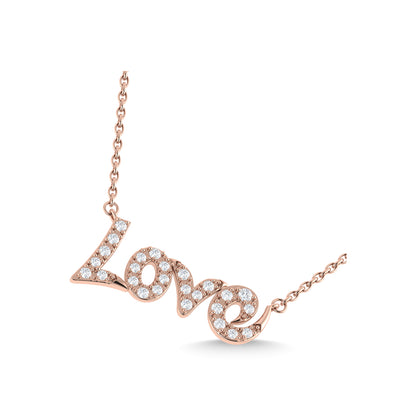 14K Rose Gold Diamond 1/10 Ct.Tw. LOVE Fashion Necklace"