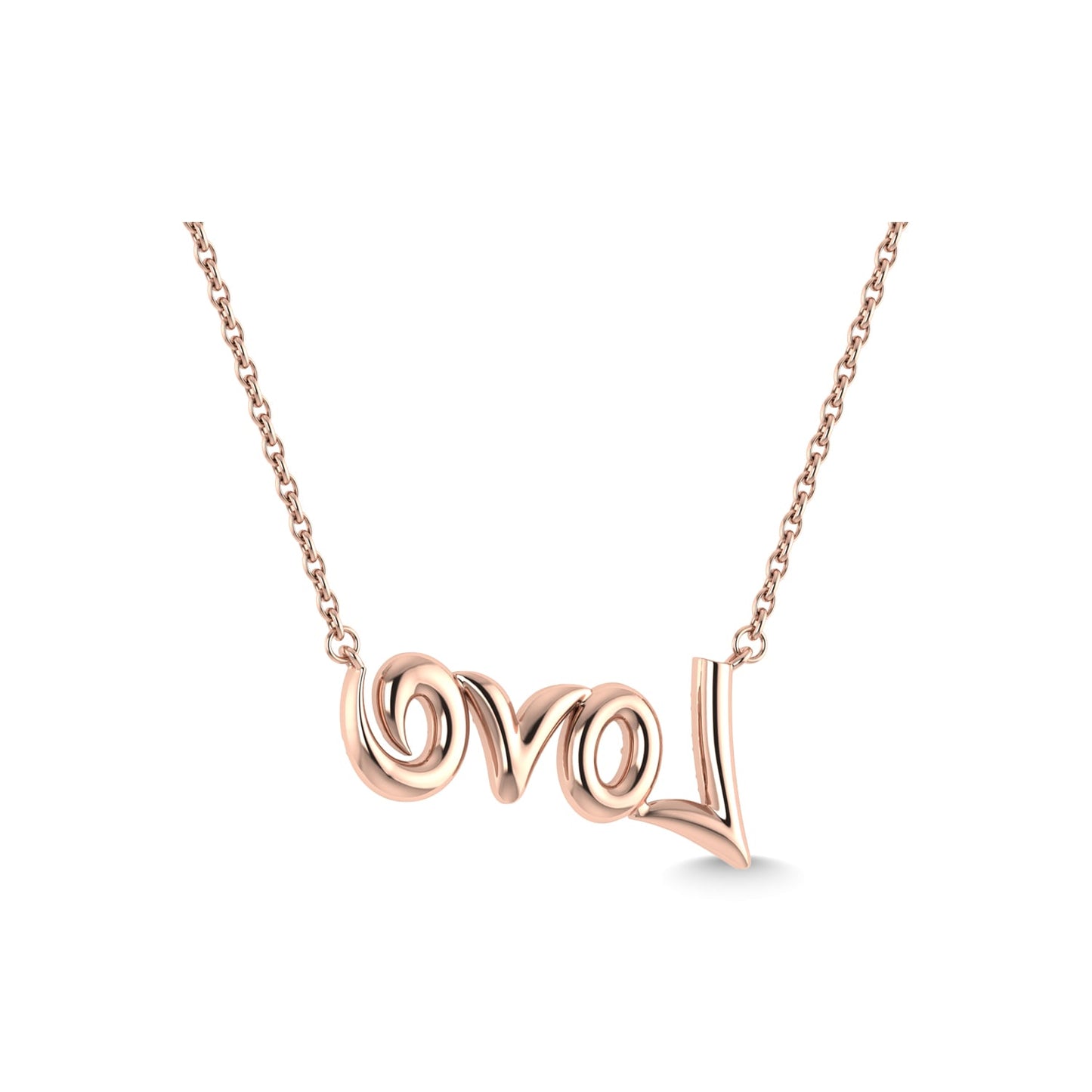 14K Rose Gold Diamond 1/10 Ct.Tw. LOVE Fashion Necklace"
