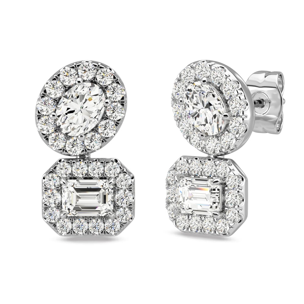 14K White Gold Diamond 7/8 Ct.Tw Fashion Earrings