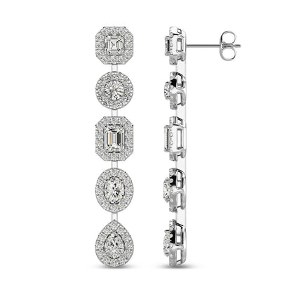 14K White Gold Diamond 2 1/5 Ct.Tw Fashion Earrings