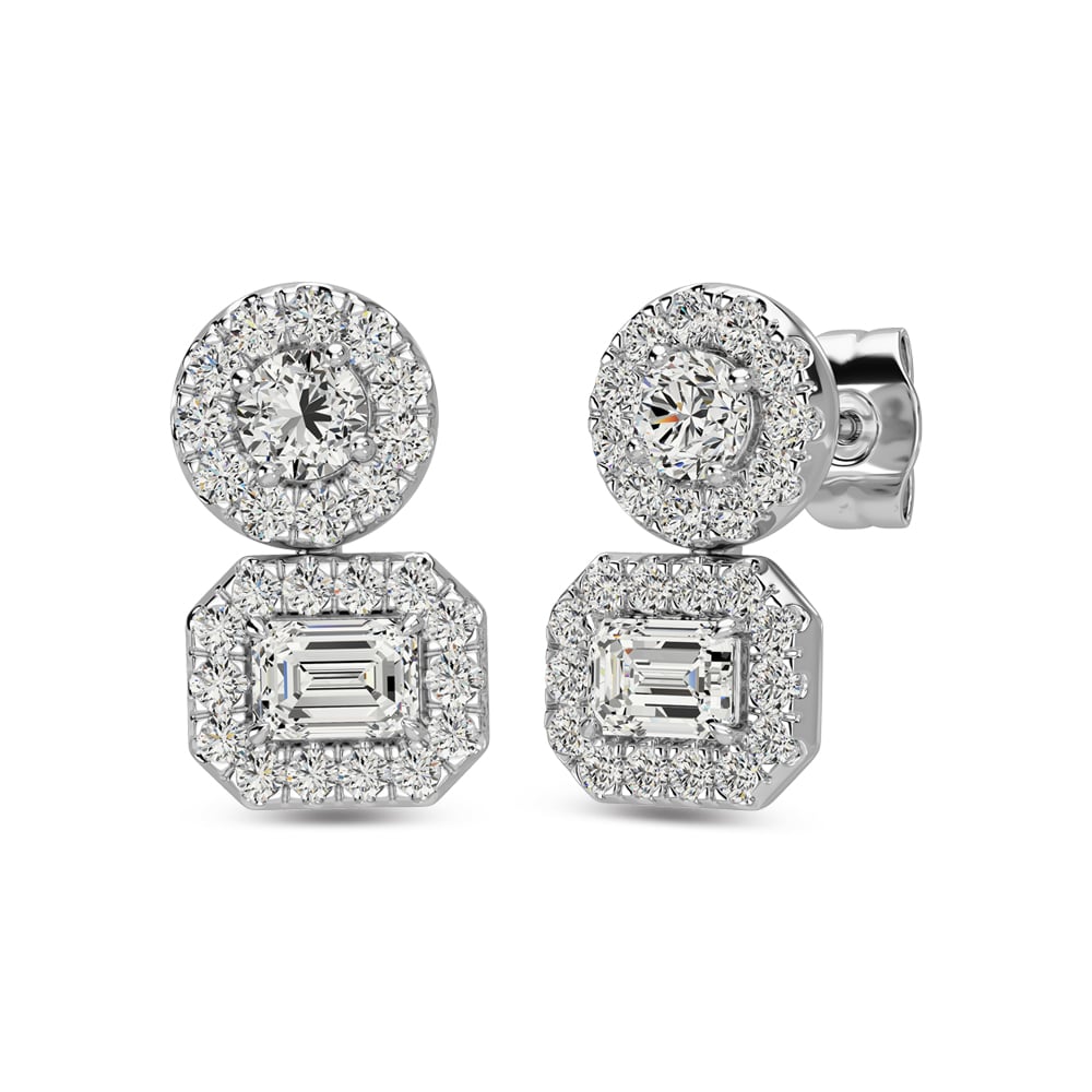 14K White Gold Diamond 3/4 Ct.Tw Fashion Earrings