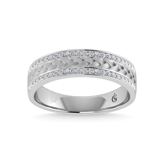 14K White Gold Diamond 1/3 Ct.Tw. Men?s Machine Band