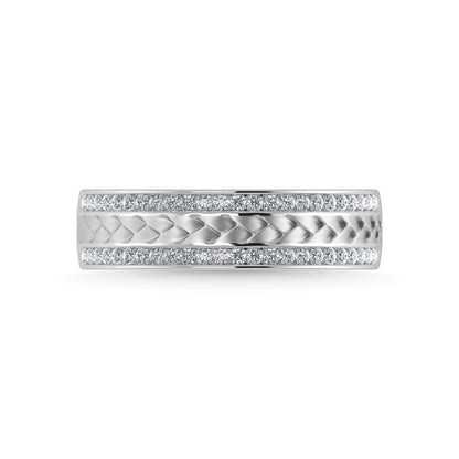 14K White Gold Diamond 1/3 Ct.Tw. Men?s Machine Band