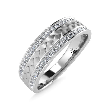 14K White Gold Diamond 1/3 Ct.Tw. Men?s Machine Band