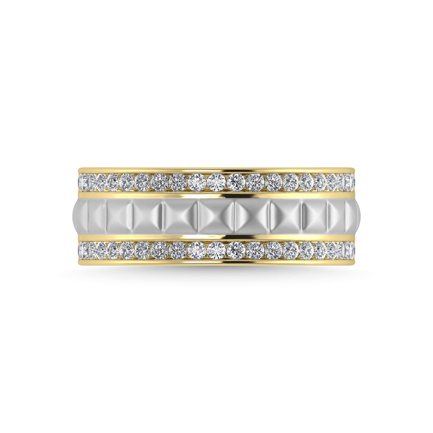 14K Yellow Gold Diamond 1/2 Ct.Tw. With White Rhodium Men?s Machine Band