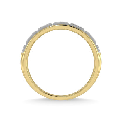 14K Yellow Gold Diamond 1/2 Ct.Tw. With White Rhodium Facet Men?s Machine Band