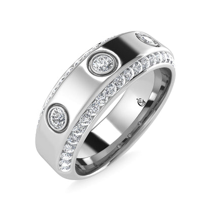 14K White Gold Diamond 3/4 Ct.Tw. Men?s Machine Band