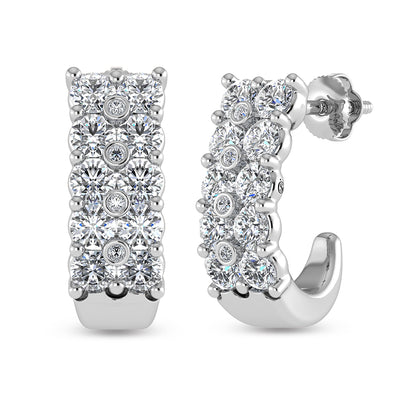 14K White Gold Diamond 2 Ct.Tw. Hoop Earrings