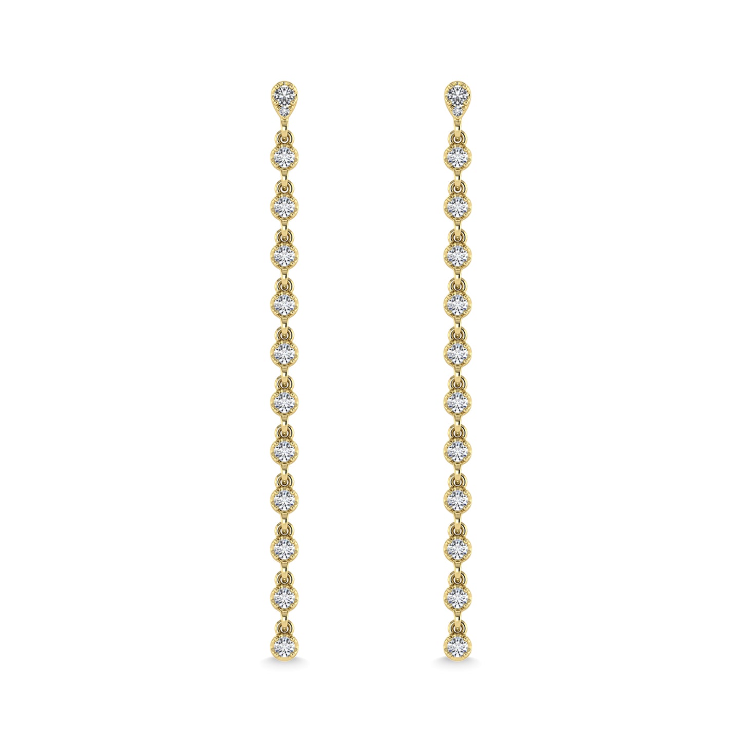 14K Yellow Gold Diamond 3/4 Ct.Tw. Dangle Earrings