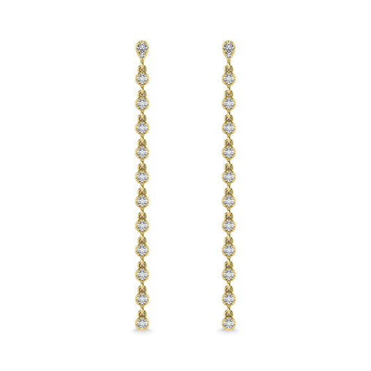 14K Yellow Gold Diamond 3/4 Ct.Tw. Dangle Earrings