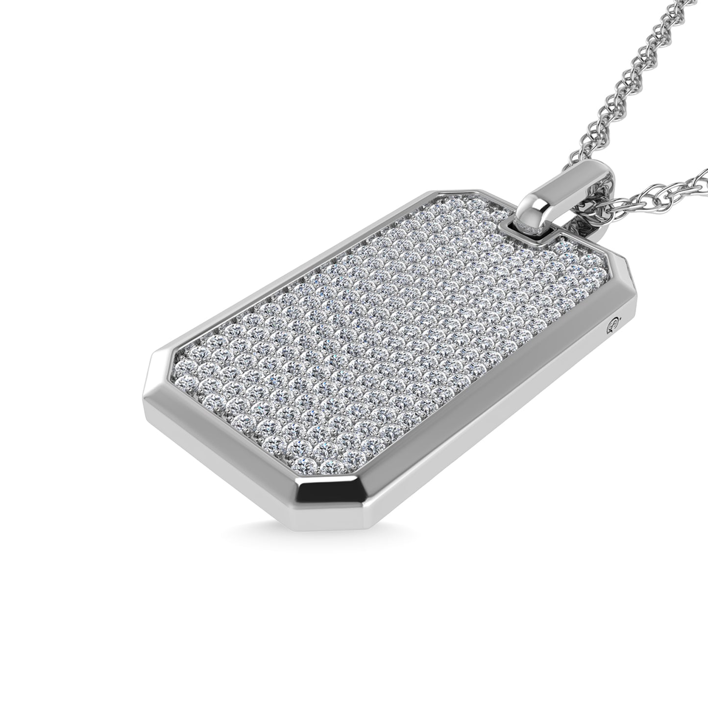 14K White Gold Diamond 7/8 Ct.Tw. Dog Tag Pendant
