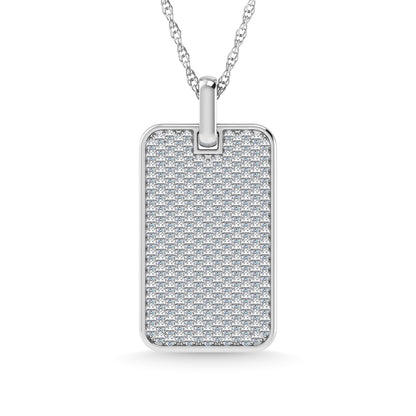14K White Gold Diamond 1 Ct.Tw. Dog Tag Pendant