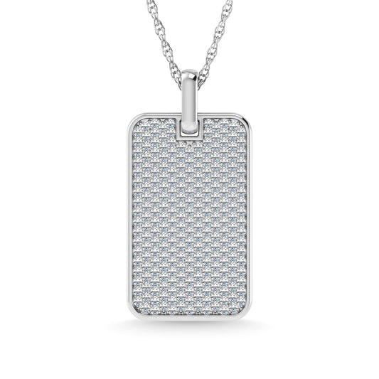 14K White Gold Diamond 1 Ct.Tw. Dog Tag Pendant