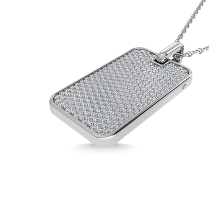 14K White Gold Diamond 1 Ct.Tw. Dog Tag Pendant