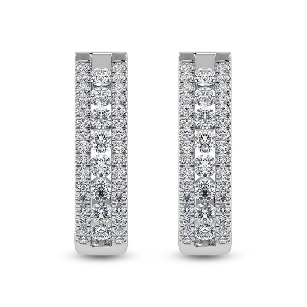 14K White Gold Diamond 1 1/4 Ct.Tw. Hoop Earrings