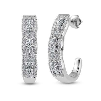 14K White Gold Diamond 1 1/4 Ct.Tw. Hoop Earrings