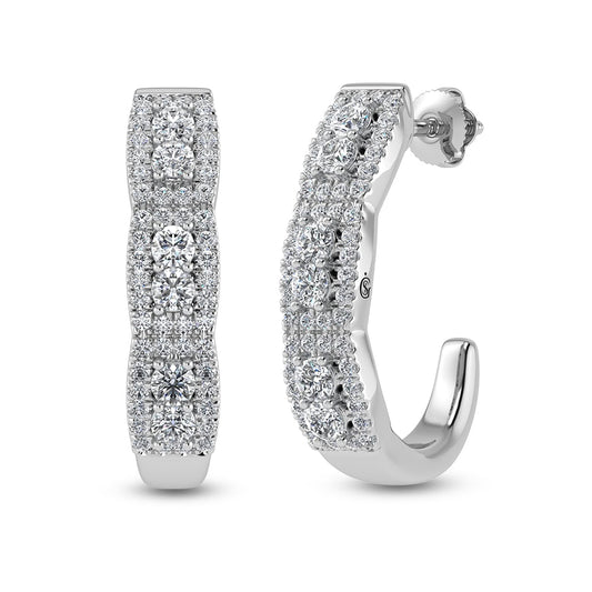 14K White Gold Diamond 1 1/4 Ct.Tw. Hoop Earrings