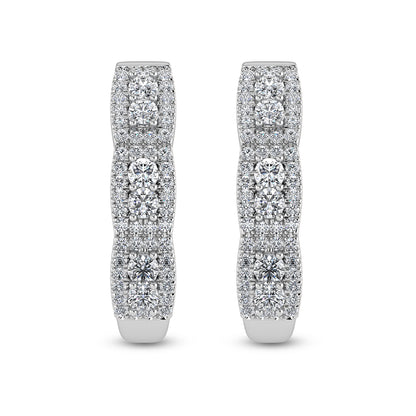 14K White Gold Diamond 1 1/4 Ct.Tw. Hoop Earrings