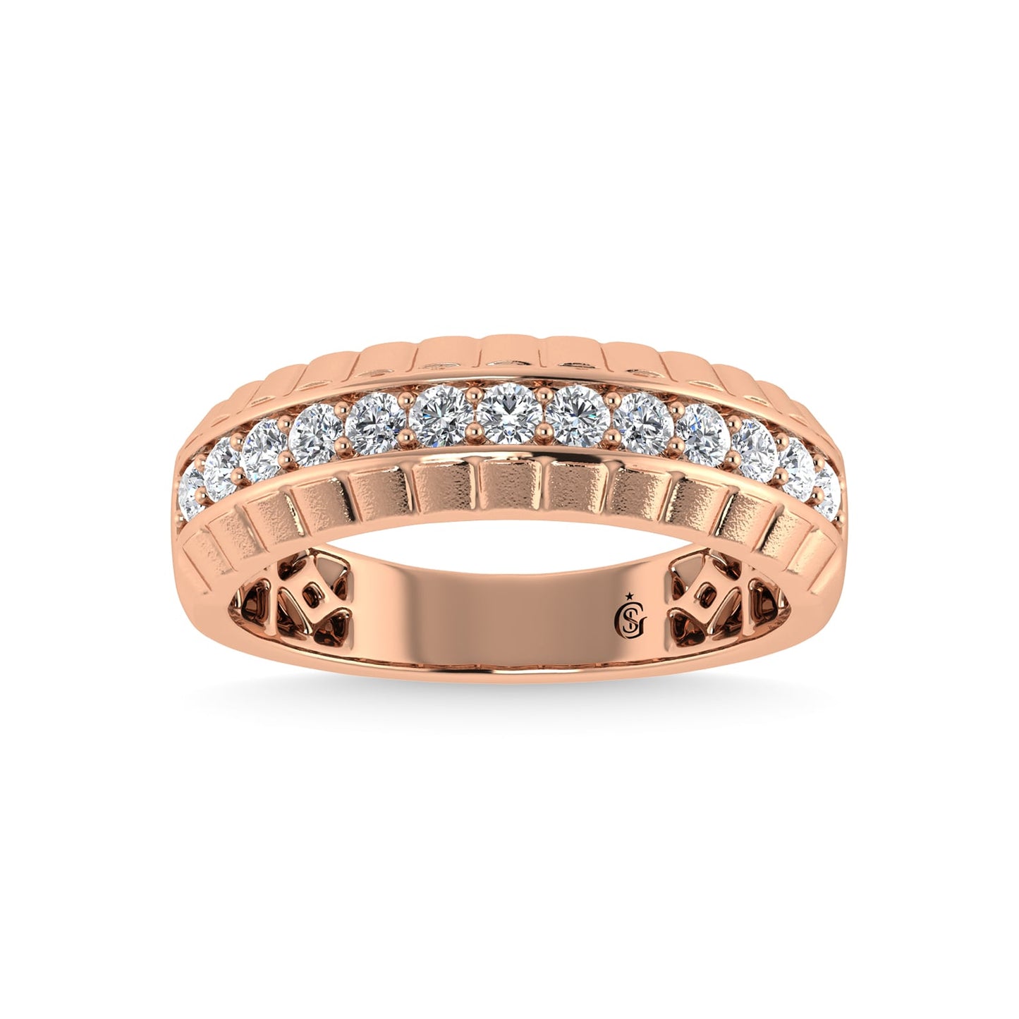 14K Rose Gold Diamond 1/2 Ct.Tw. Men?s Band