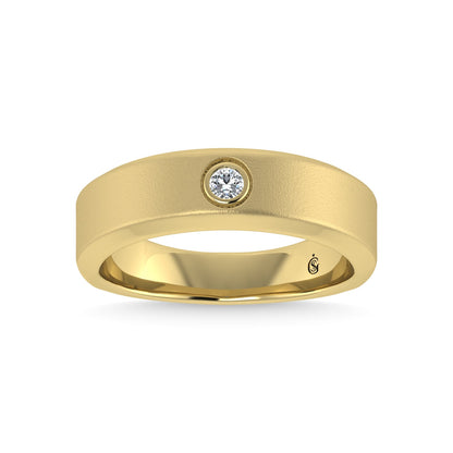 14K Yellow Gold Diamond 1/20 Ct.Tw. Men?s Machine Band