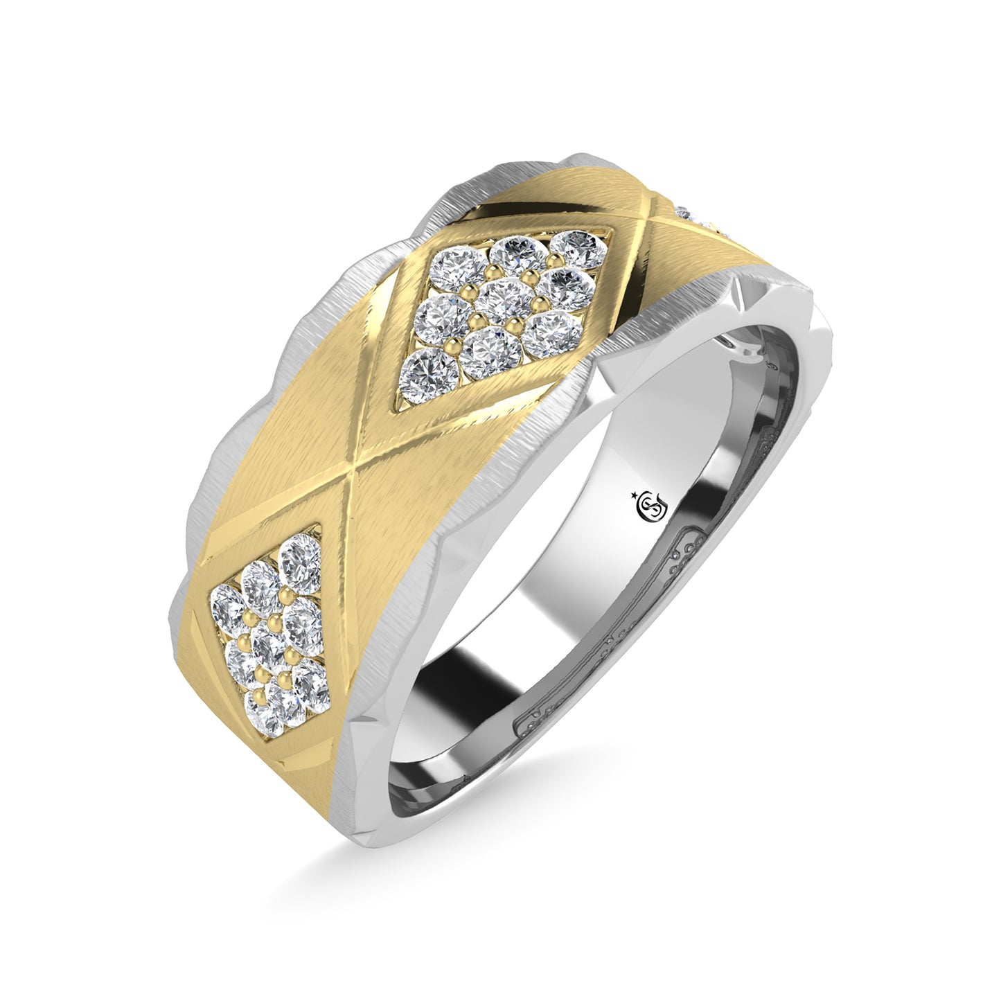14K Yellow Gold Diamond 1/2 Ct.Tw. Men?s Machine Band