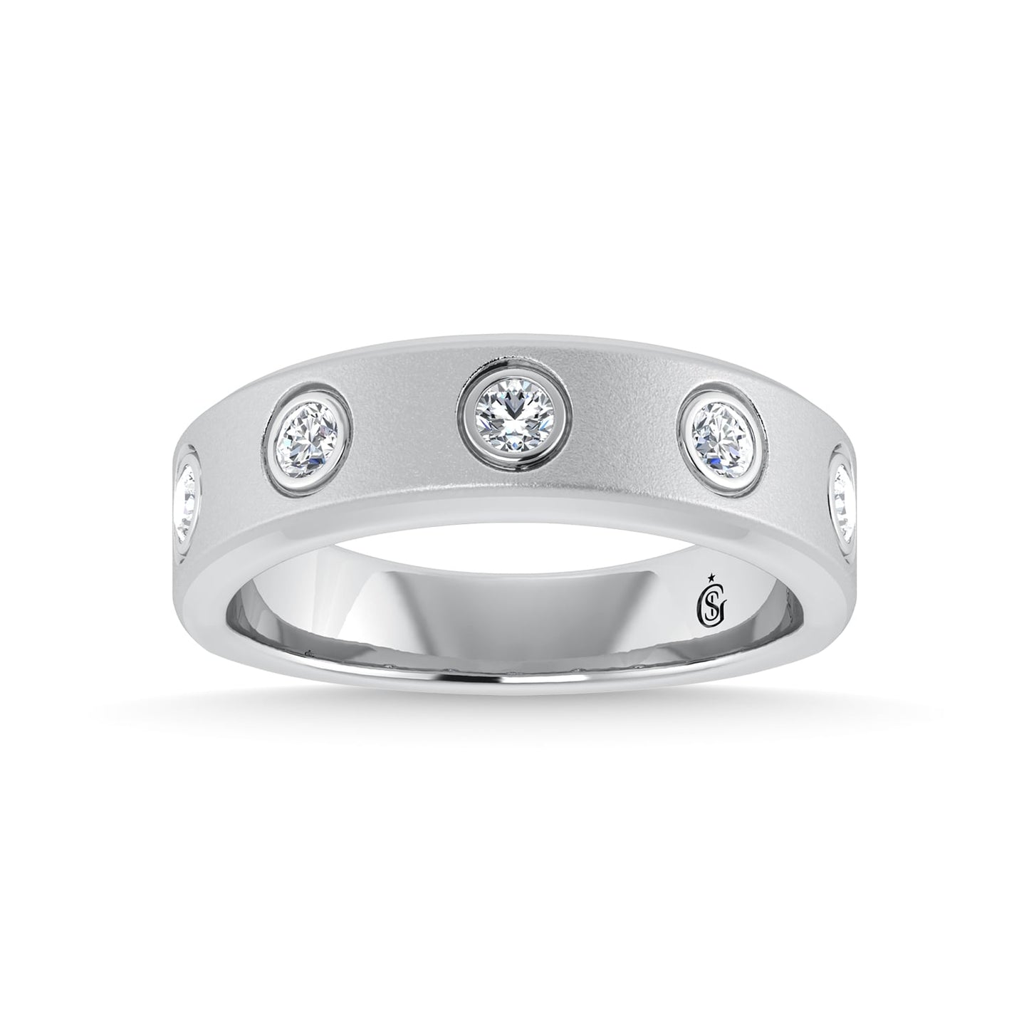 14K White Gold Diamond 3/8 Ct.Tw. Men?s Machine Band