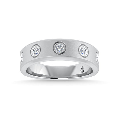 14K White Gold Diamond 3/8 Ct.Tw. Men?s Machine Band