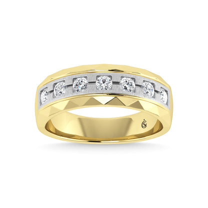 14K Two Tone Diamond 1/2 Ct.Tw. Men?s Machine Fusion Band