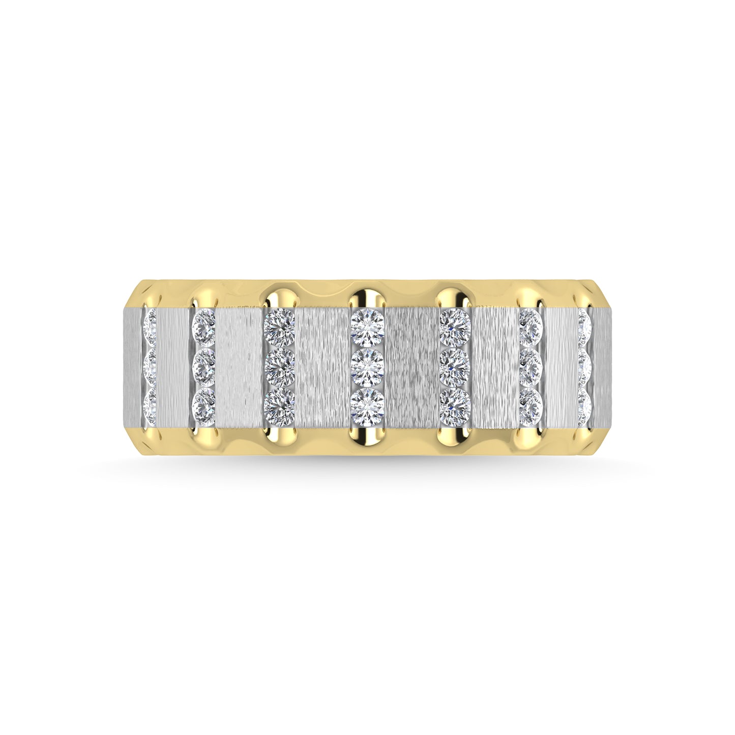 14K Two Tone Diamond 1/2 Ct.Tw. Men?s Machine Fusion Band