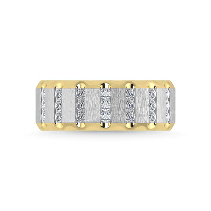 14K Two Tone Diamond 1/2 Ct.Tw. Men?s Machine Fusion Band