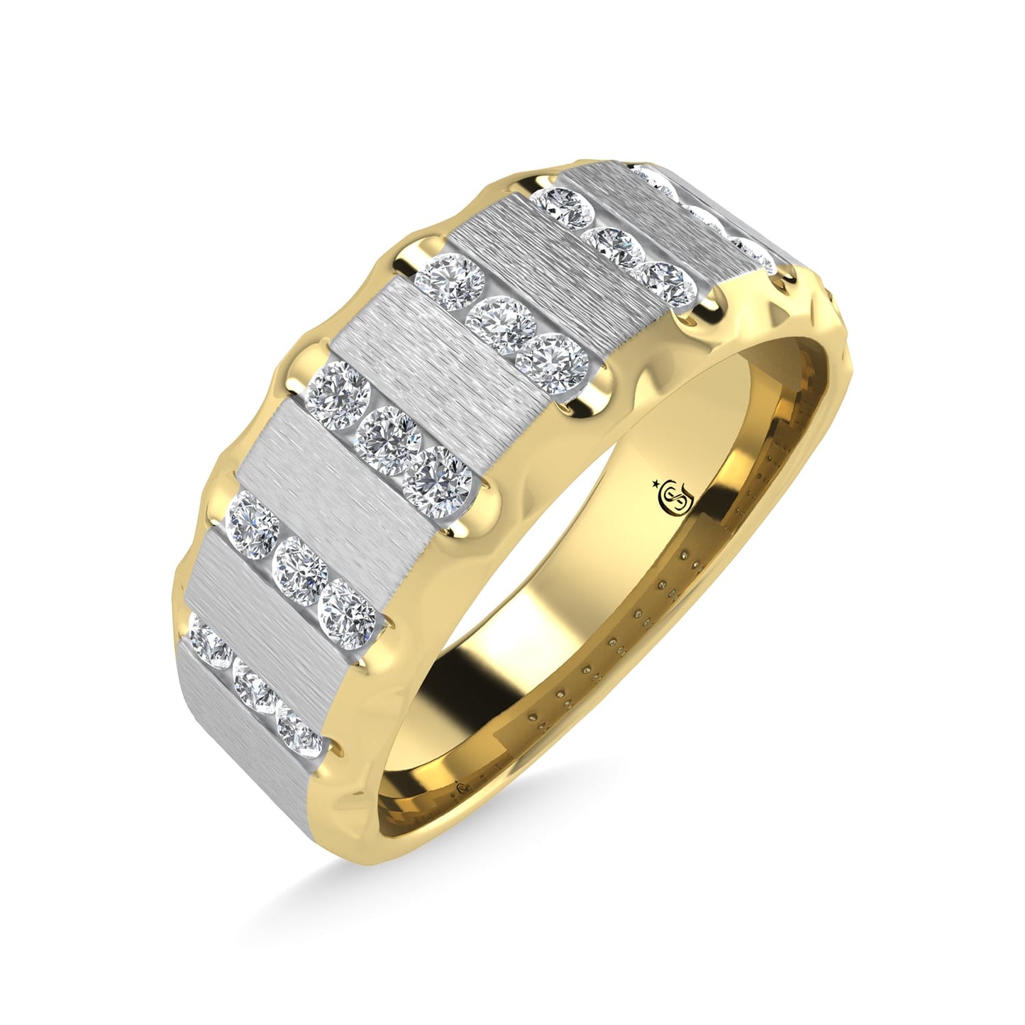 14K Two Tone Diamond 1/2 Ct.Tw. Men?s Machine Fusion Band