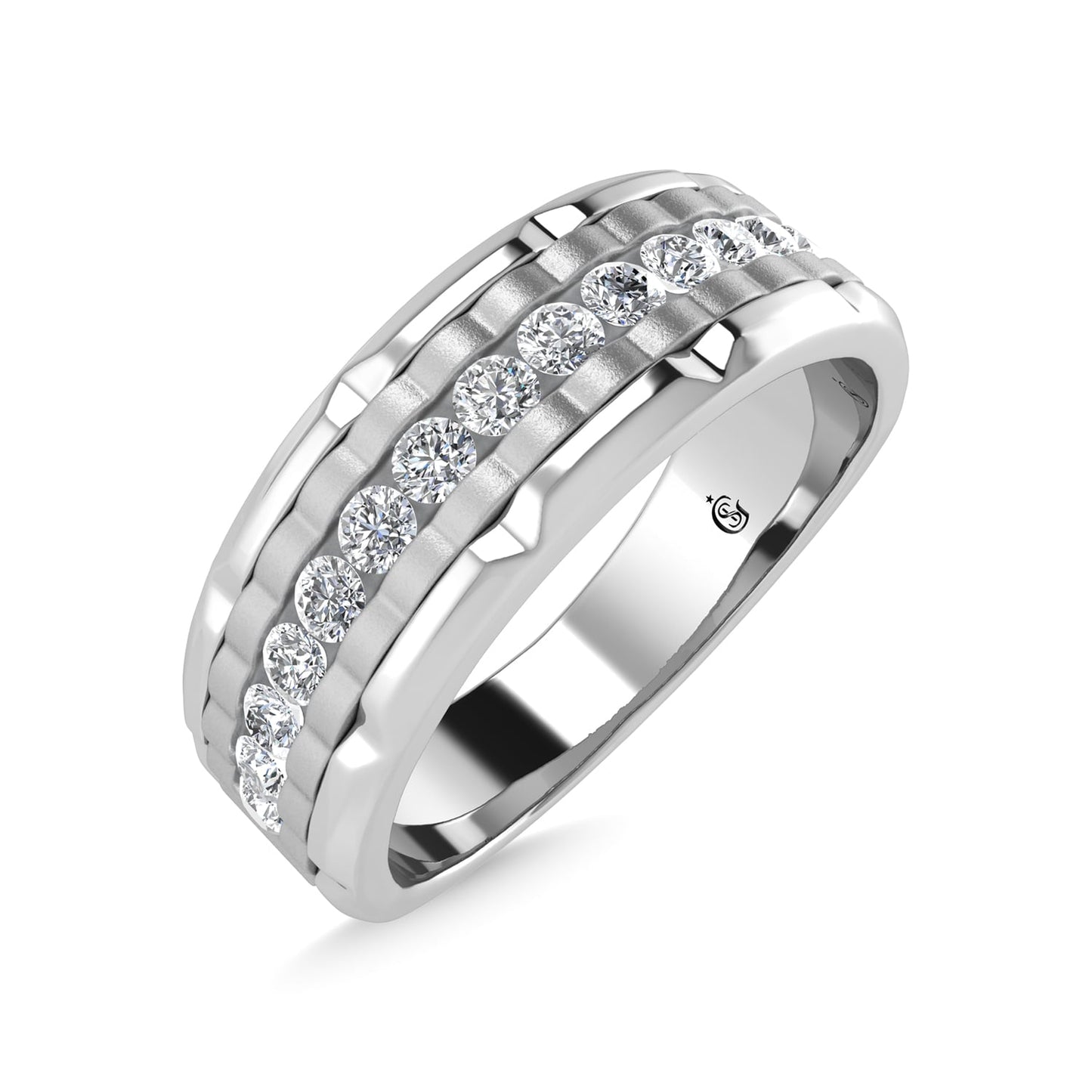 14K White Gold Diamond 1/2 Ct.Tw. Men?s Machine Band