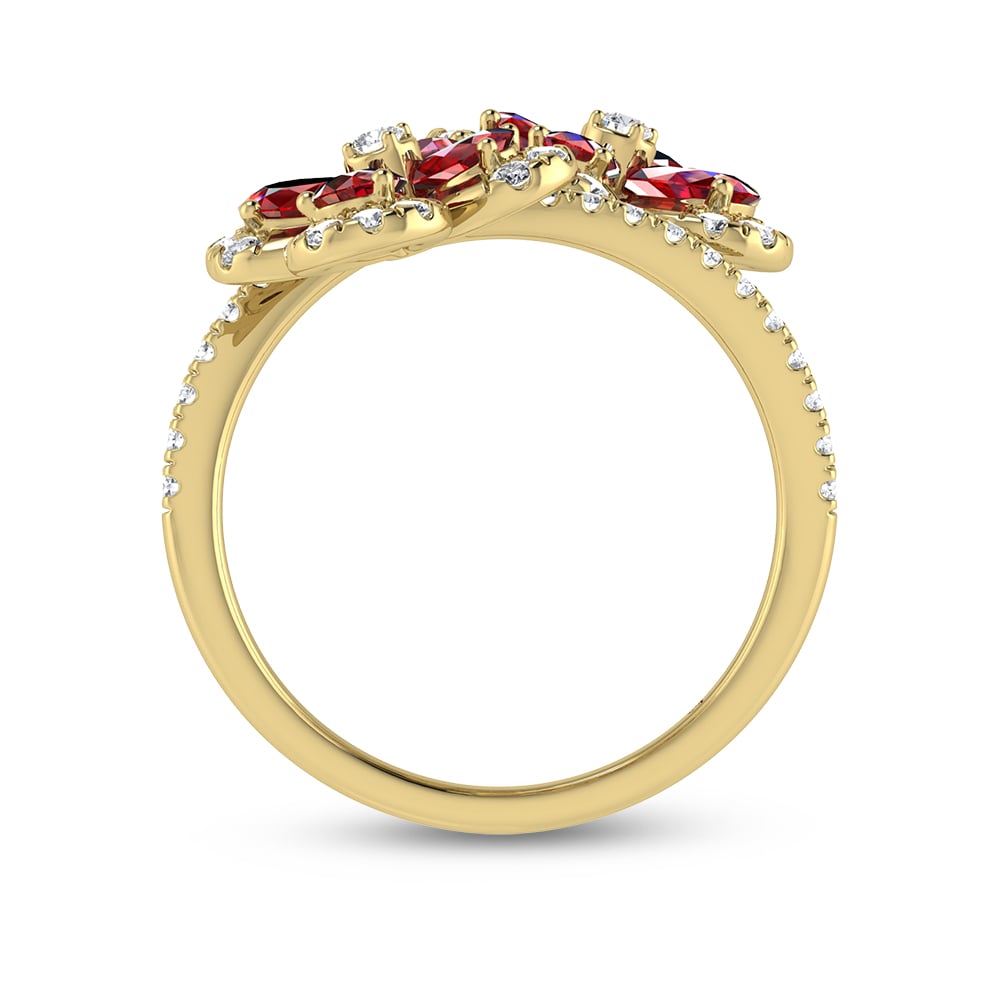 14K Yellow Gold Diamond 2 1/4 Ct.Tw. & Ruby Fashion Ring