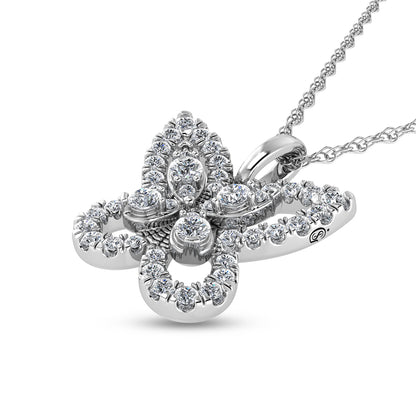 14K White Gold Diamond 3/8 Ct.Tw. Butterfly Pendant