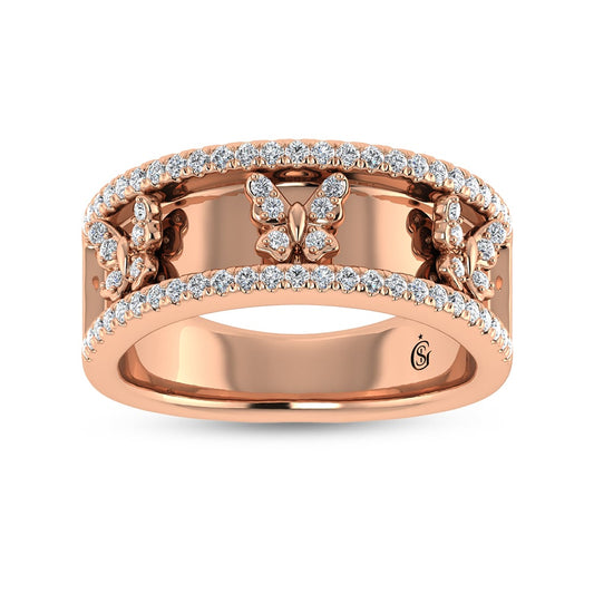 14K Rose Gold Diamond 1/3 Ct.Tw. Butterfly Fashion Ring