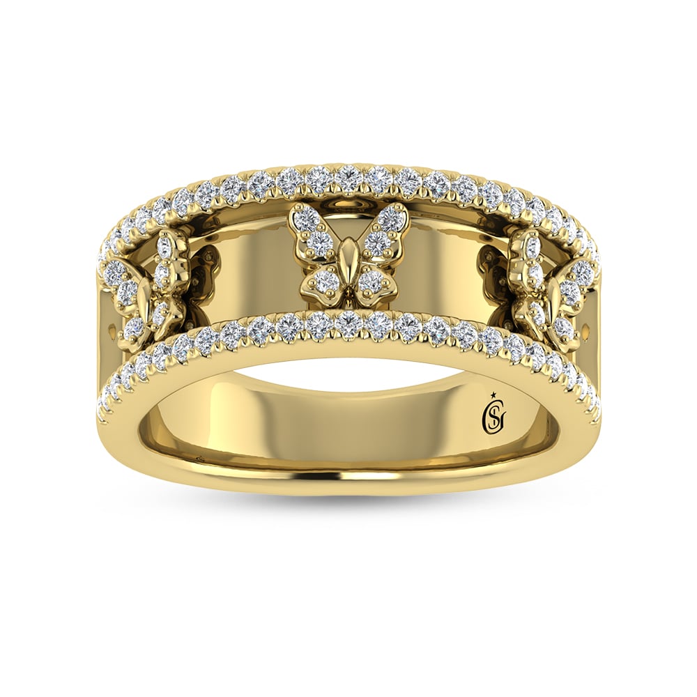 14K Yellow Gold Diamond 1/3 Ct.Tw. Butterfly Fashion Ring