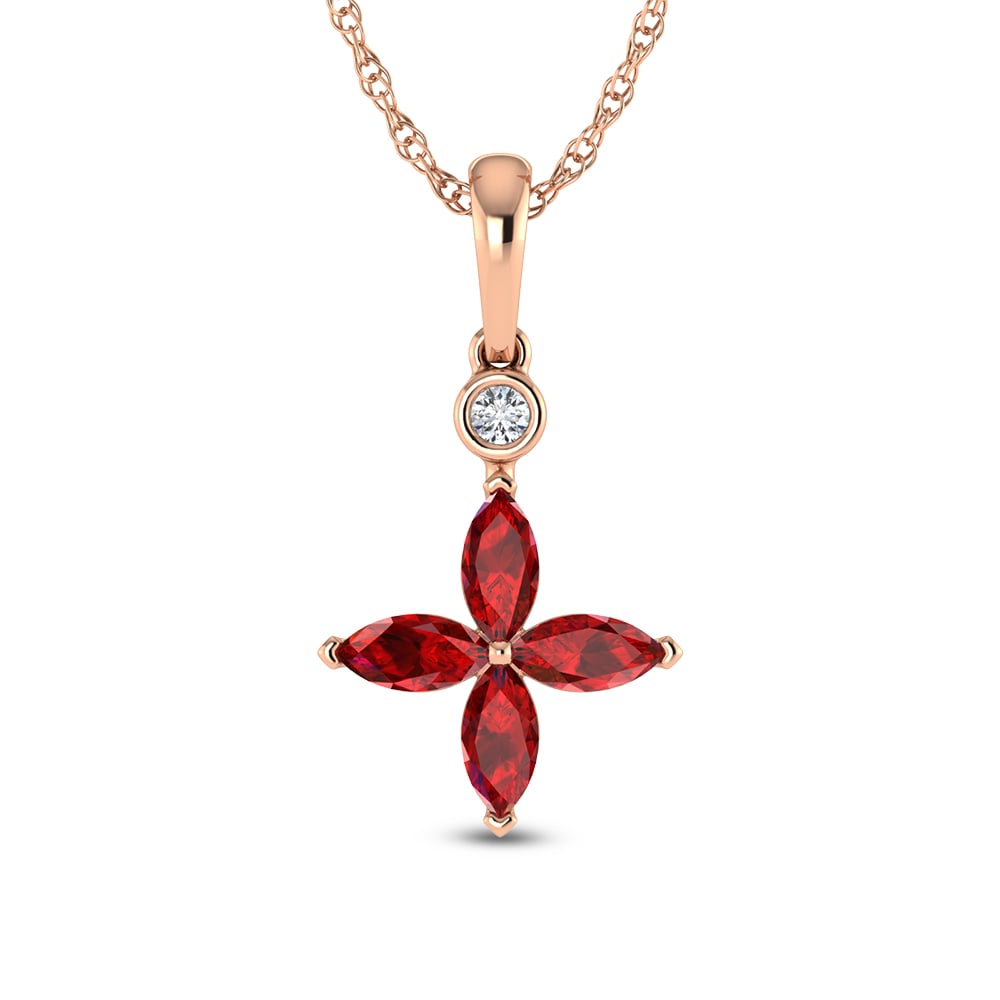 14K Rose Gold Diamond 1 1/4 Ct.Tw. & Ruby Fashion Pendant