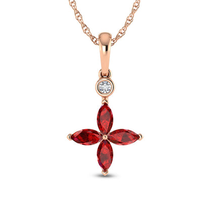 14K Rose Gold Diamond 1 1/4 Ct.Tw. & Ruby Fashion Pendant
