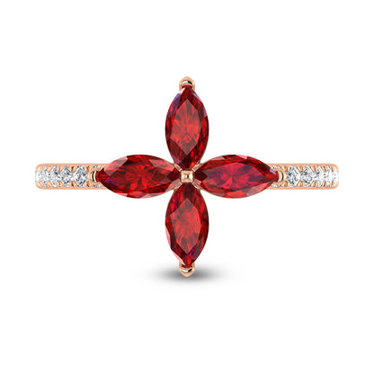 14K Rose Gold Diamond 1 1/3 Ct.Tw. & Ruby Fashion Ring