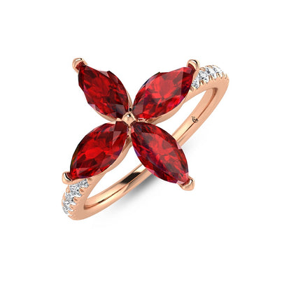 14K Rose Gold Diamond 1 1/3 Ct.Tw. & Ruby Fashion Ring