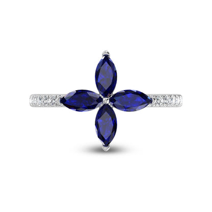 14K White Gold Diamond 1 1/3 Ct.Tw. & Blue Sapphire Fashion Ring