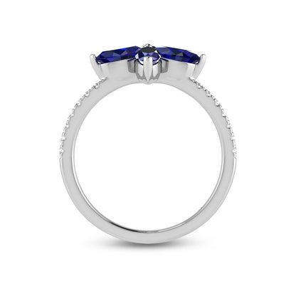 14K White Gold Diamond 1 1/3 Ct.Tw. & Blue Sapphire Fashion Ring