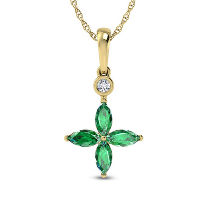 14K Yellow Gold Diamond 1 Ct.Tw. & Emerald Fashion Pendant