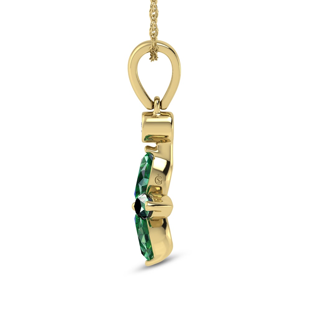 14K Yellow Gold Diamond 1 Ct.Tw. & Emerald Fashion Pendant